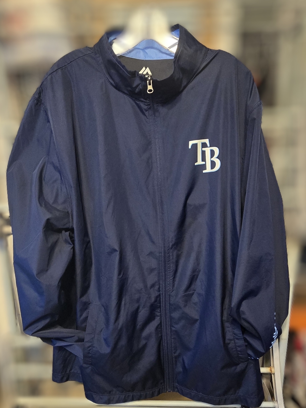 Majestic Tampa Bay Rays Full Zip Windbreaker Jacket Men’s 2XL Navy Blue